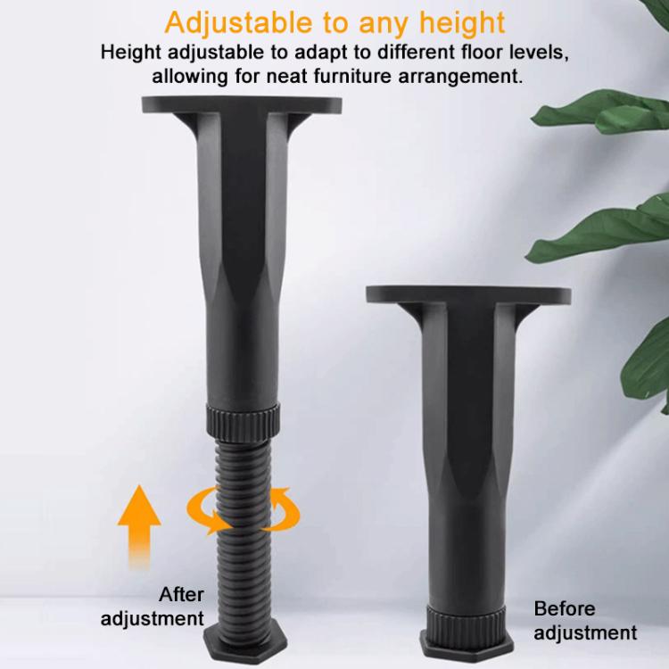 10pcs/Pack 9-16cm Adjustable Height Furniture Plastic Support Feet Bed Frame Crossbeam Support Brackets - Black