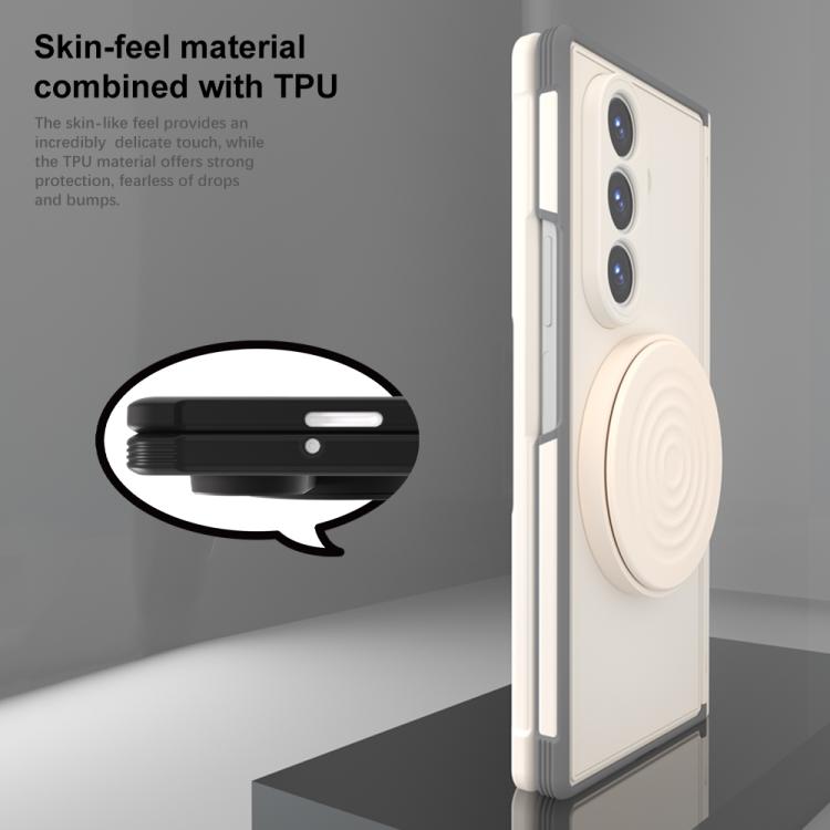 For Samsung Galaxy Z Fold7 5G Skin-feel Magnetic 360 Rotating Holder Phone Case