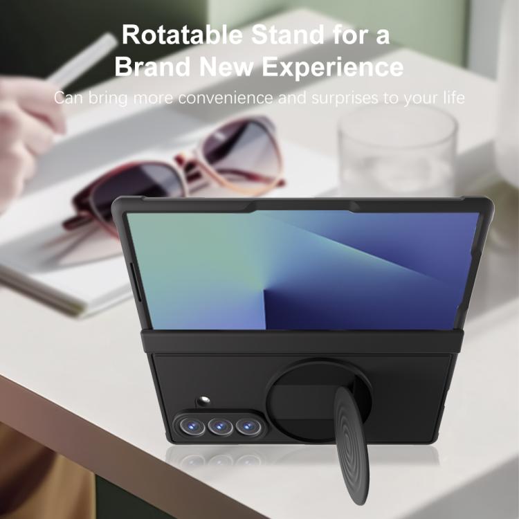For Samsung Galaxy Z Fold7 5G Skin-feel Magnetic 360 Rotating Holder Phone Case