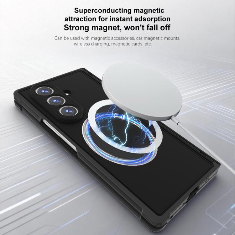 For Samsung Galaxy Z Fold7 5G Skin-feel Magnetic 360 Rotating Holder Phone Case