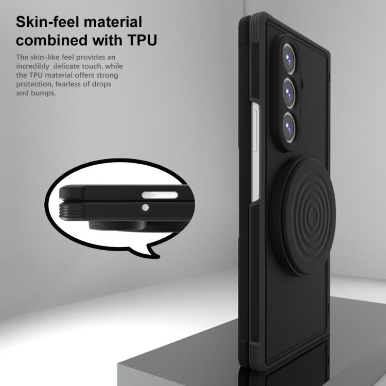 For Samsung Galaxy Z Fold7 5G Skin-feel Magnetic 360 Rotating Holder Phone Case