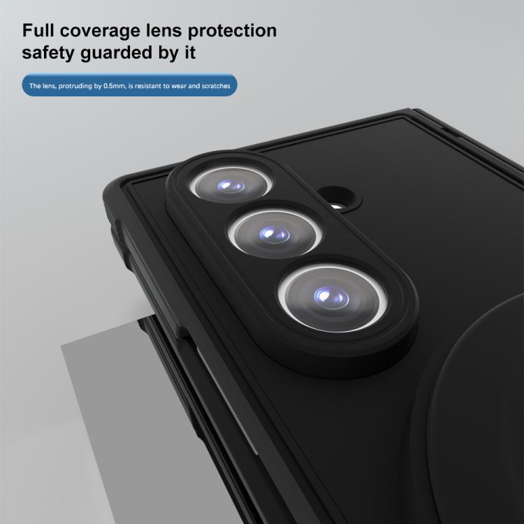 For Samsung Galaxy Z Fold7 5G Skin-feel Magnetic 360 Rotating Holder Phone Case