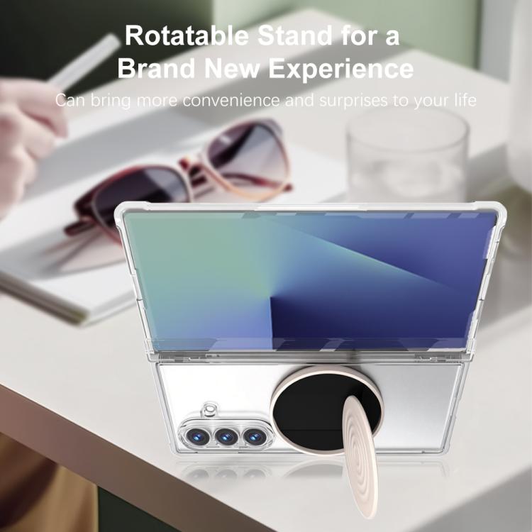 For Samsung Galaxy Z Fold7 5G Skin-feel Magnetic 360 Rotating Holder Phone Case