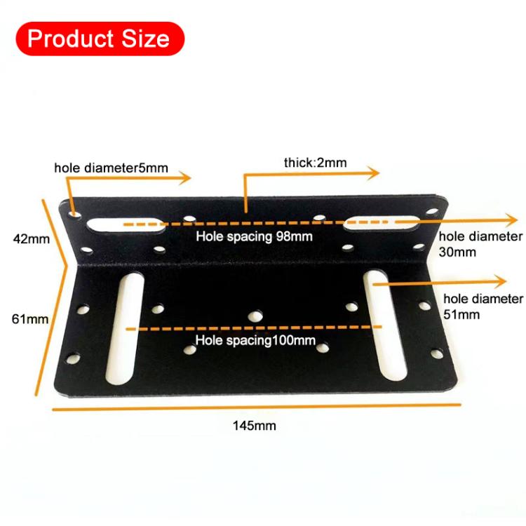 10pcs/Pack Furniture Connecting Corner Bracket Stainless Steel Metal L-Shaped Hinge Fixing Bracket, Size:145 x 61 x 42mm - Black