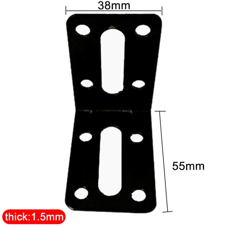 10pcs/Pack Furniture Connecting Corner Bracket Stainless Steel Metal L-Shaped Hinge Fixing Bracket, Size:38 x 55mm - Black