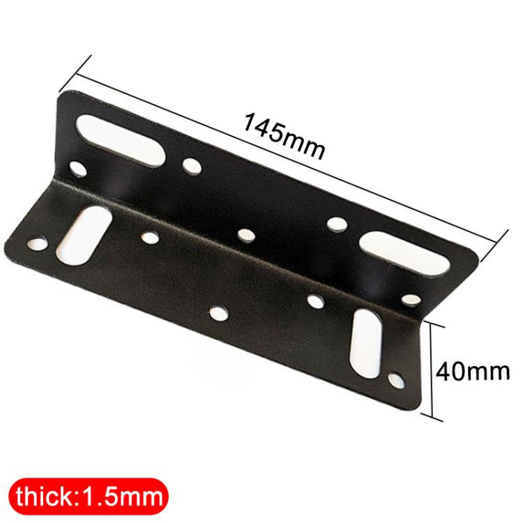 10pcs/Pack Furniture Connecting Corner Bracket Stainless Steel Metal L-Shaped Hinge Fixing Bracket, Size:145 x 40mm Large Hole - Black