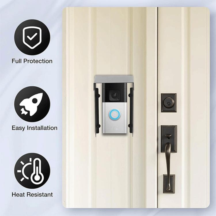 Ring Doorbell Rainproof Cover Metal Bracket Kit - Black