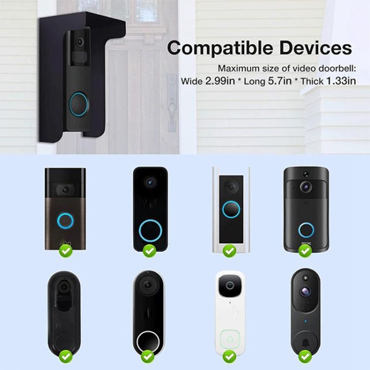 Ring Doorbell Rainproof Cover Metal Bracket Kit - Black