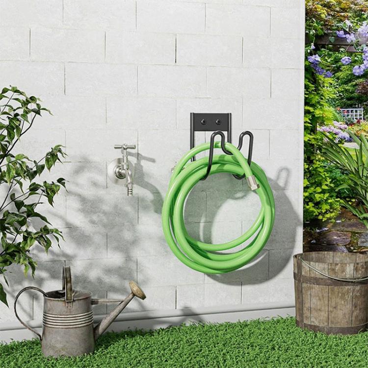 U-shaped Hose Hanger Garden Wall-mounted Water Pipe Bracket Hook - Black