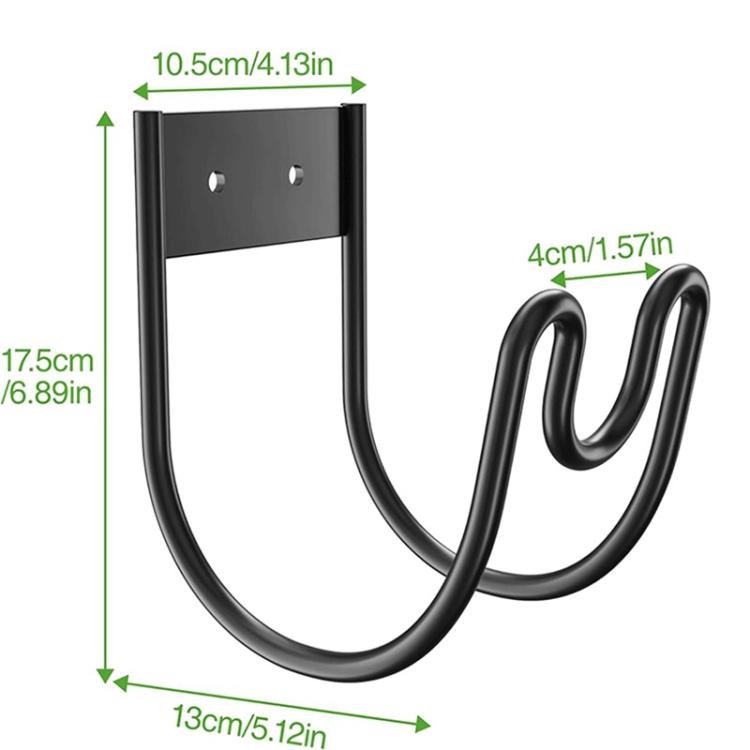 U-shaped Hose Hanger Garden Wall-mounted Water Pipe Bracket Hook - Black