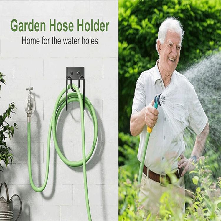 U-shaped Hose Hanger Garden Wall-mounted Water Pipe Bracket Hook - Black