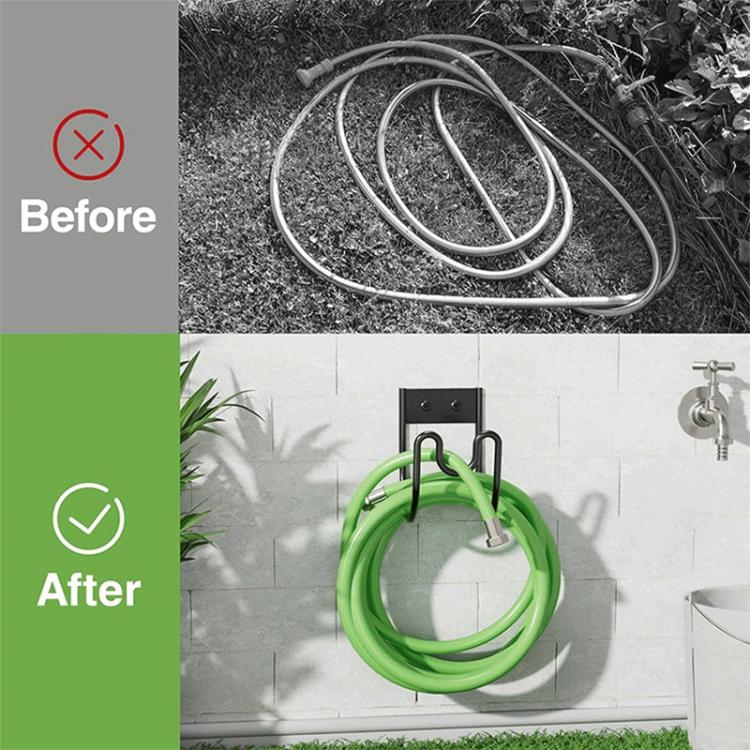 U-shaped Hose Hanger Garden Wall-mounted Water Pipe Bracket Hook - Black