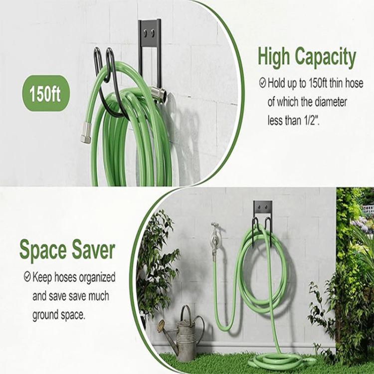 U-shaped Hose Hanger Garden Wall-mounted Water Pipe Bracket Hook - Black