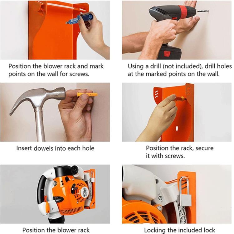 Handheld Blower Wall Mounted Storage Rack for Stihl BG Series - Orange