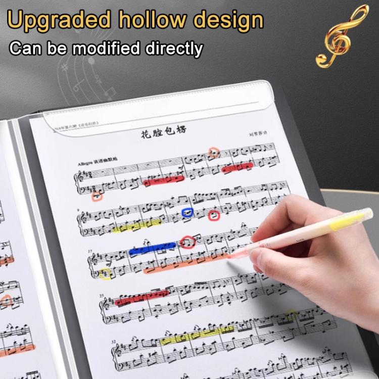 Expandable Non-reflective Piano Music Sheet Binder Folder, Pink 20 Pages with Index Tabs & Pen