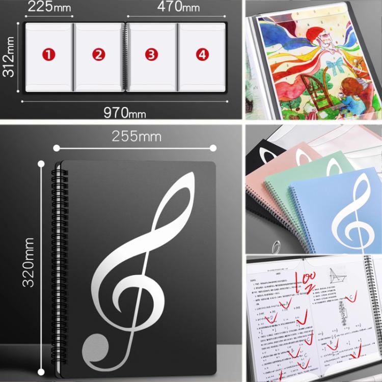 Expandable Non-reflective Piano Music Sheet Binder Folder, Pink 20 Pages with Index Tabs & Pen