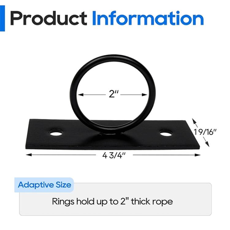5 Pack Rope Fixing Ring Brackets Decorative Rope Wall / Ceiling Mount Hooks - Black