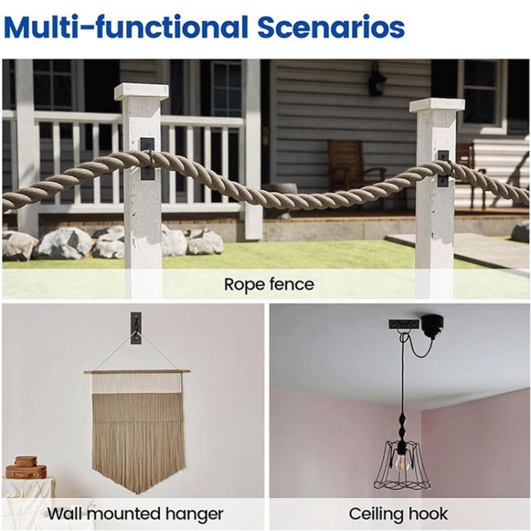 5 Pack Rope Fixing Ring Brackets Decorative Rope Wall / Ceiling Mount Hooks - Black