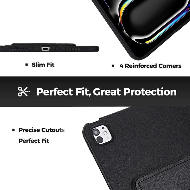 For iPad Pro 11 2022 / 2021 / 2020 Leather-Textured PU Shockproof Tablet Case with Holder