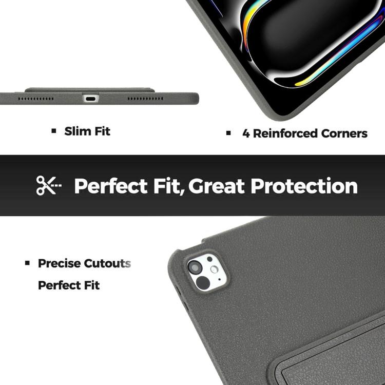 For iPad Pro 11 2022 / 2021 / 2020 Leather-Textured PU Shockproof Tablet Case with Holder