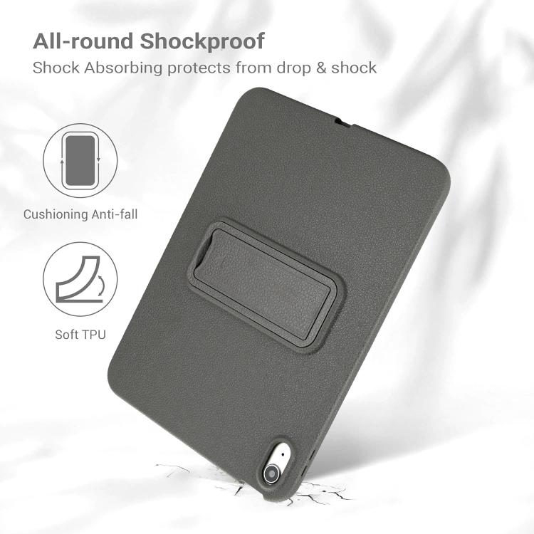 For iPad mini 6 / mini 2024 Leather-Textured PU Shockproof Tablet Case with Holder