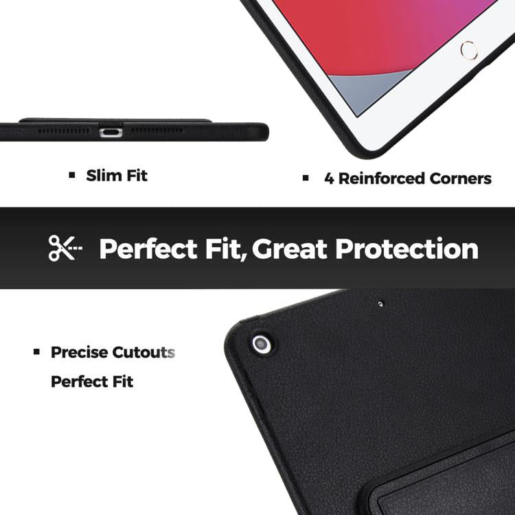 For iPad 10.2 2021 / 2020 / 2019 Leather-Textured PU Shockproof Tablet Case with Holder