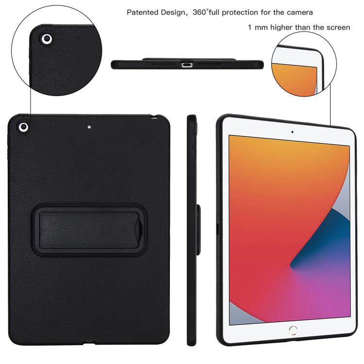 For iPad 10.2 2021 / 2020 / 2019 Leather-Textured PU Shockproof Tablet Case with Holder