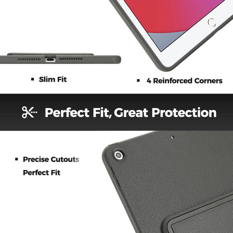 For iPad 10.2 2021 / 2020 / 2019 Leather-Textured PU Shockproof Tablet Case with Holder