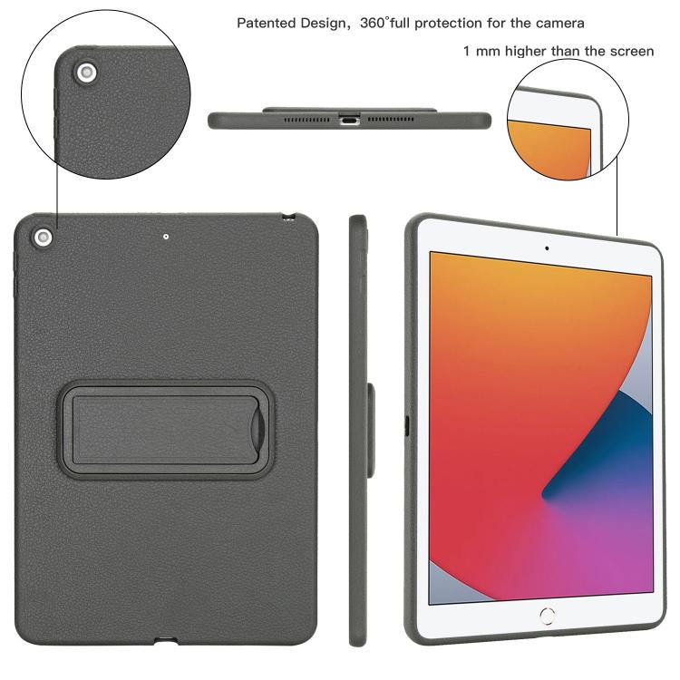 For iPad 10.2 2021 / 2020 / 2019 Leather-Textured PU Shockproof Tablet Case with Holder