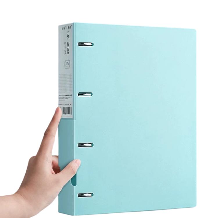 A4 Thickened Four-hole Document Storage Binder Folder, Blue with 50 Pages Inner Pocket
