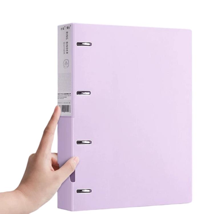 A4 Thickened Four-hole Document Storage Binder Folder, Purple with Hole Puncher