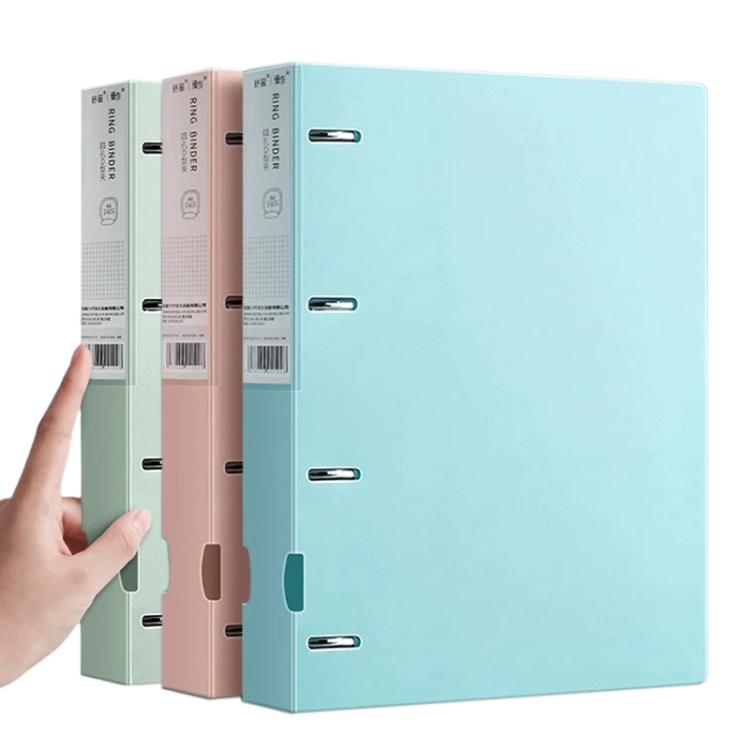 A4 Thickened Four-hole Document Storage Binder Folder, Blue+Green+Pink with 100 Pages Inner Pocket