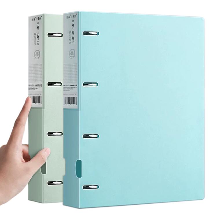 A4 Thickened Four-hole Document Storage Binder Folder, Blue+Green with Hole Puncher