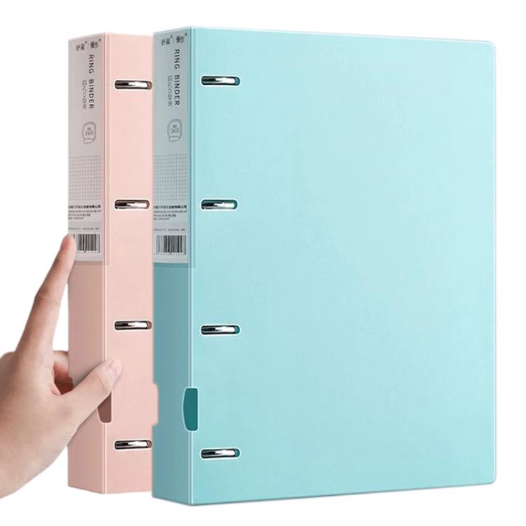 A4 Thickened Four-hole Document Storage Binder Folder, Blue+Pink with Hole Puncher
