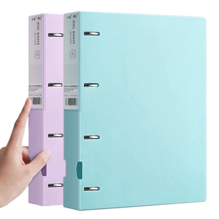 A4 Thickened Four-hole Document Storage Binder Folder, Blue+Purple with Hole Puncher