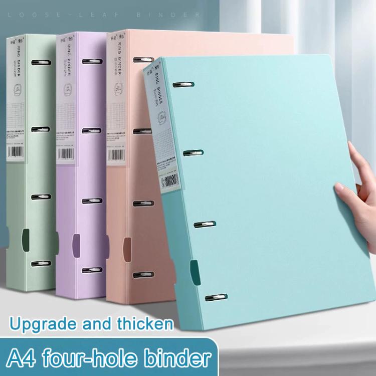 A4 Thickened Four-hole Document Storage Binder Folder, Blue with Hole Puncher