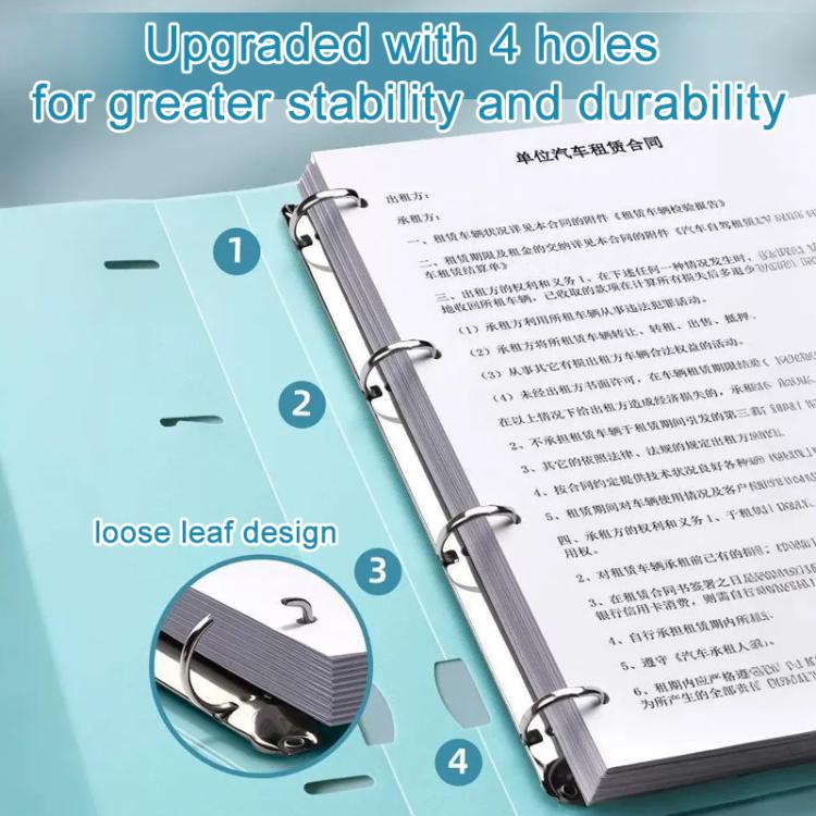 A4 Thickened Four-hole Document Storage Binder Folder, Blue+Green with Hole Puncher