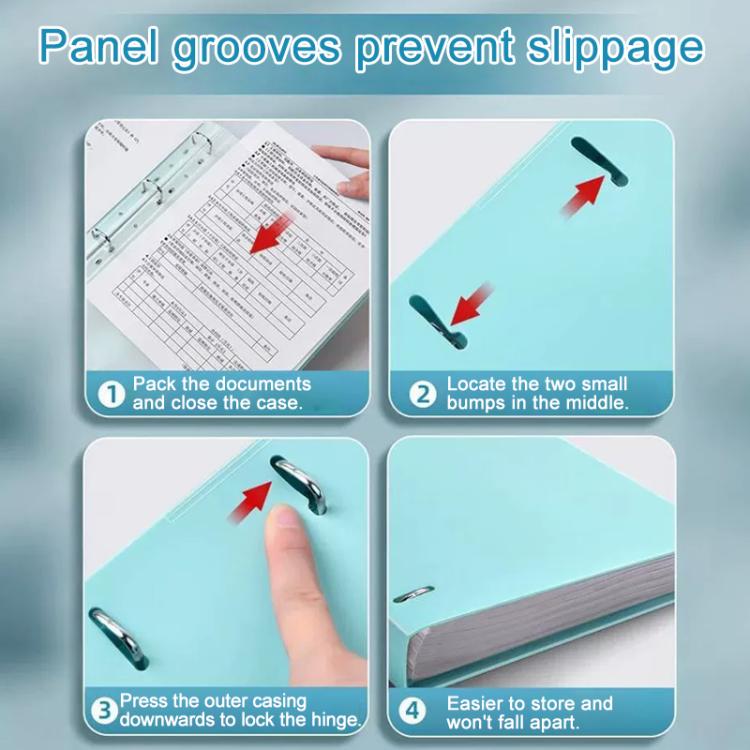 A4 Thickened Four-hole Document Storage Binder Folder, 4pcs with 100 Pages Inner Pocket