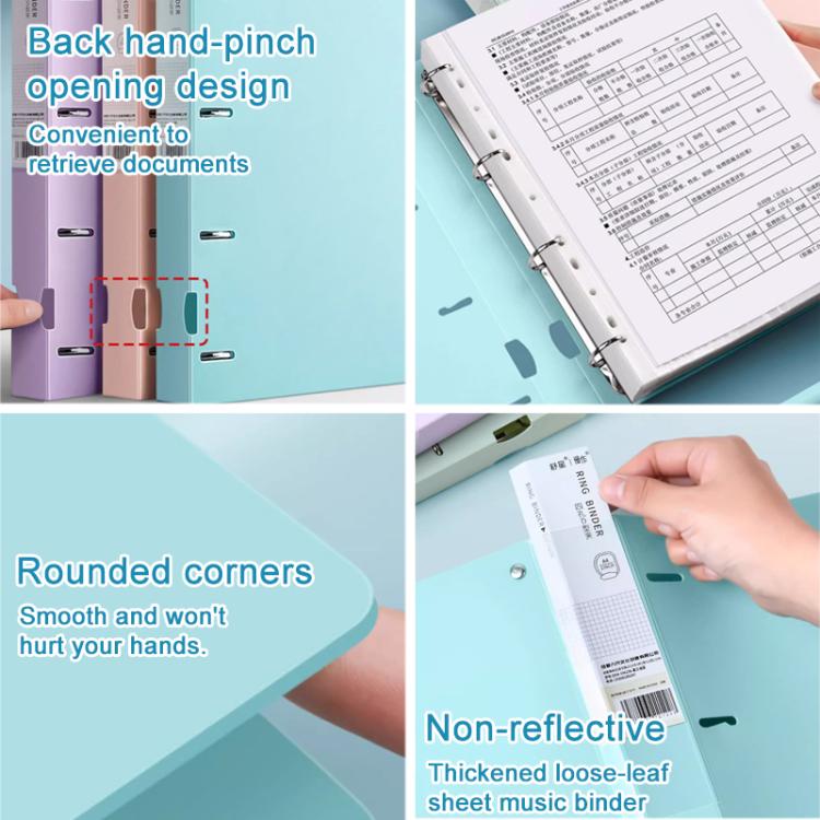 A4 Thickened Four-hole Document Storage Binder Folder, Blue