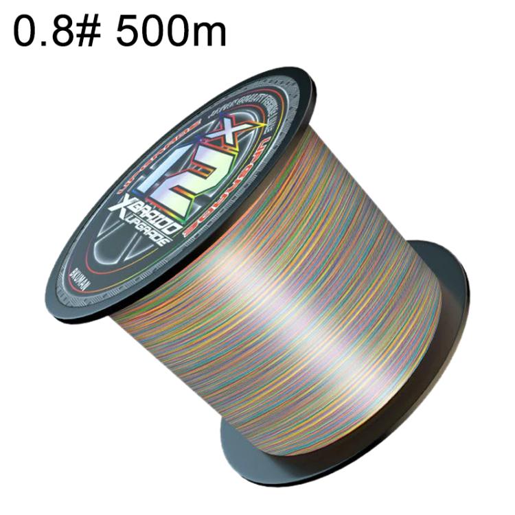 0.8# 500m 12 Strands Braided Colored PE Fishing Line Main Line Strong Horse Fish Line - Colorful