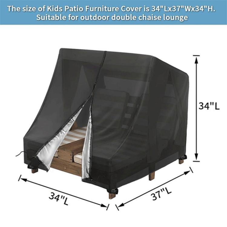 Weatherproof Cover for Wooden Double Chaise Lounge Outdoor Patio Furniture Protector - Black