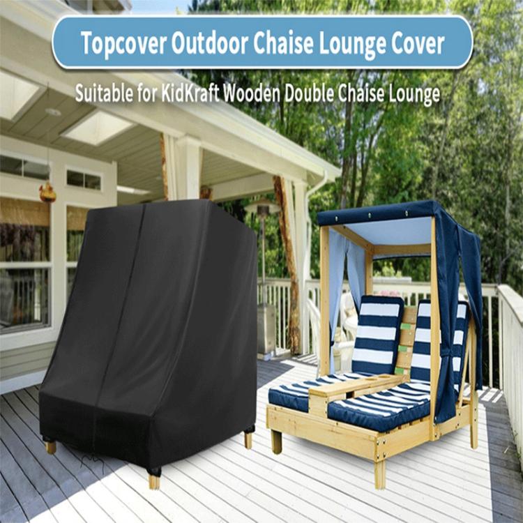 Weatherproof Cover for Wooden Double Chaise Lounge Outdoor Patio Furniture Protector - Black