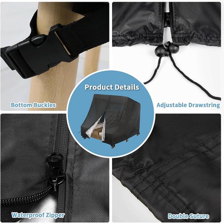 Weatherproof Cover for Wooden Double Chaise Lounge Outdoor Patio Furniture Protector - Black