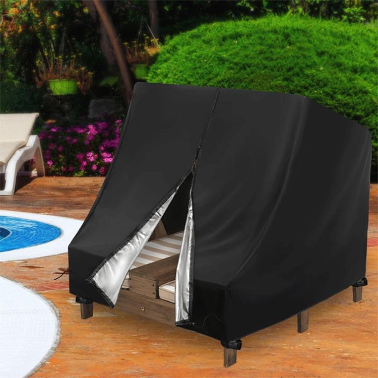Weatherproof Cover for Wooden Double Chaise Lounge Outdoor Patio Furniture Protector - Black