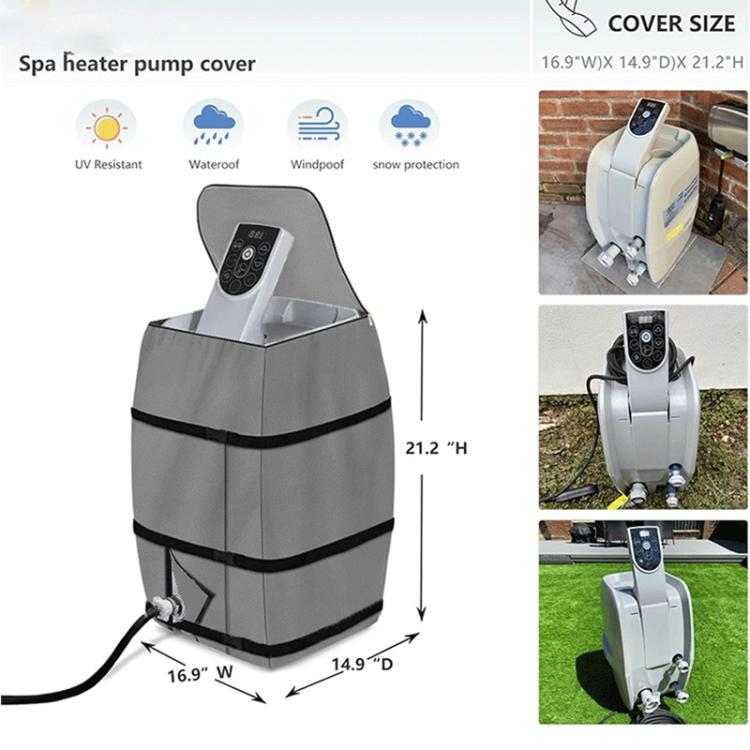 Waterproof Dustproof Hot Tub Insulation Pump Cover Inflatable Tub Heater Protector - Grey