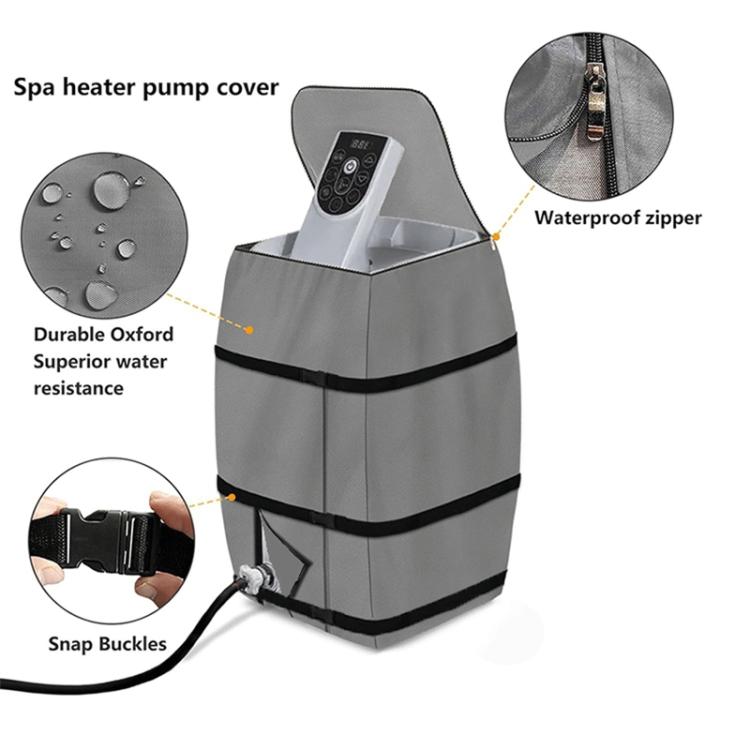 Waterproof Dustproof Hot Tub Insulation Pump Cover Inflatable Tub Heater Protector - Grey