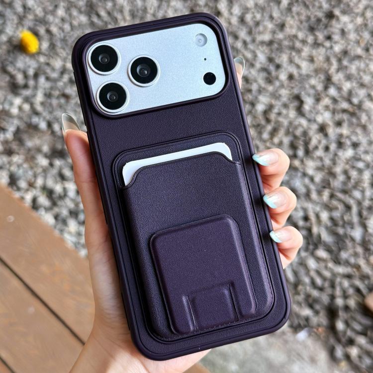 For iPhone 17 Pro Square Folding Card Bag Holder Phone Case
