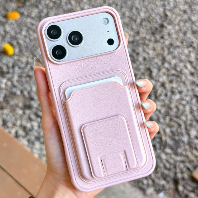 For iPhone 17 Pro Square Folding Card Bag Holder Phone Case
