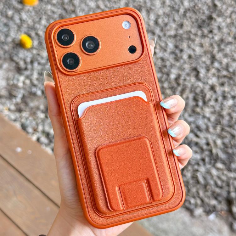 For iPhone 17 Pro Square Folding Card Bag Holder Phone Case