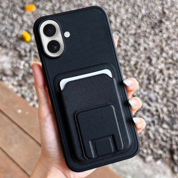 For iPhone 17 Square Folding Card Bag Holder Phone Case